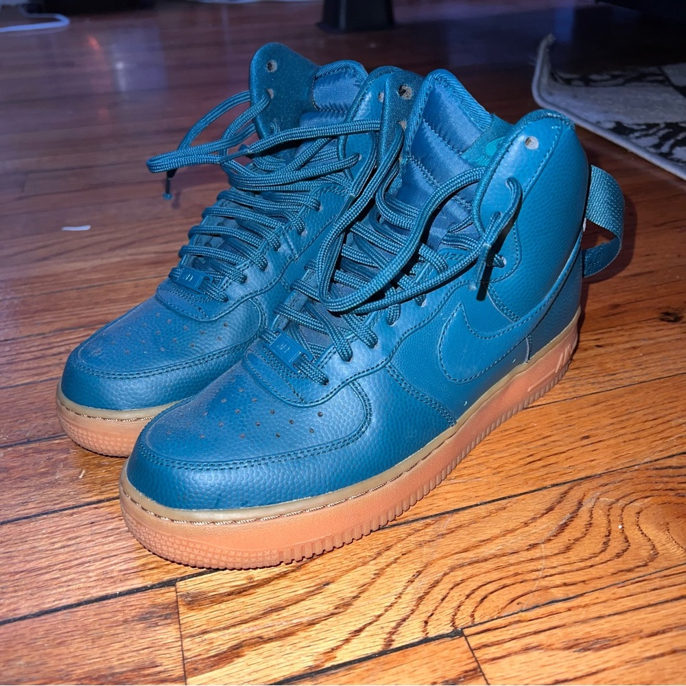 Blue green Air Force ones